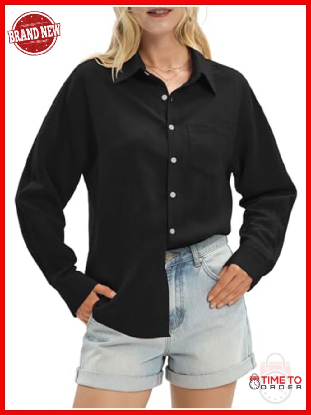 Linen Button Down Shirt Long Sleeve Loose Fit Casual Blouse